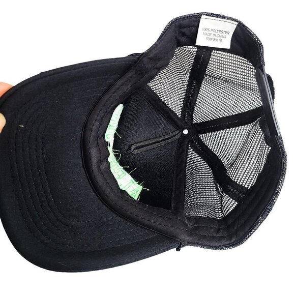 Alpha Sig Black Neon Green Embroidered Mesh Snapback Hat Cap - Picture 6 of 6